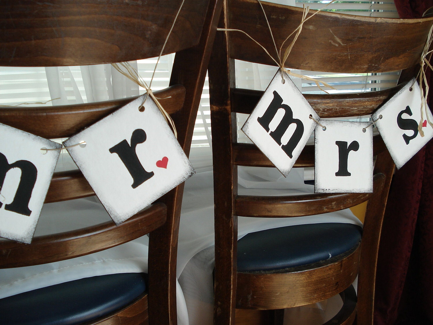 Rustic Style Mr and Mrs Wedding Reception Decorations Photo Booth Props Mr and Mrs Chair Signs or Photo Props Wedding Garland