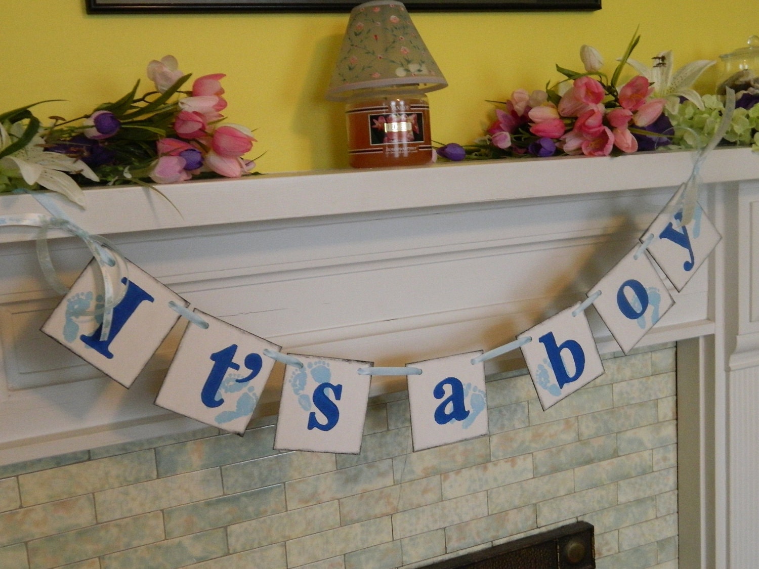 It's a BOY Footprints Baby Shower Decoration New Baby Photo Prop Nursery Decoration Customize in Your Event Colors