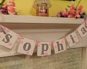 Childrens NAME POLKA DOT Baby Shower Decoration Birthday Banner Party Decorations Photo Prop You Pick the Colors