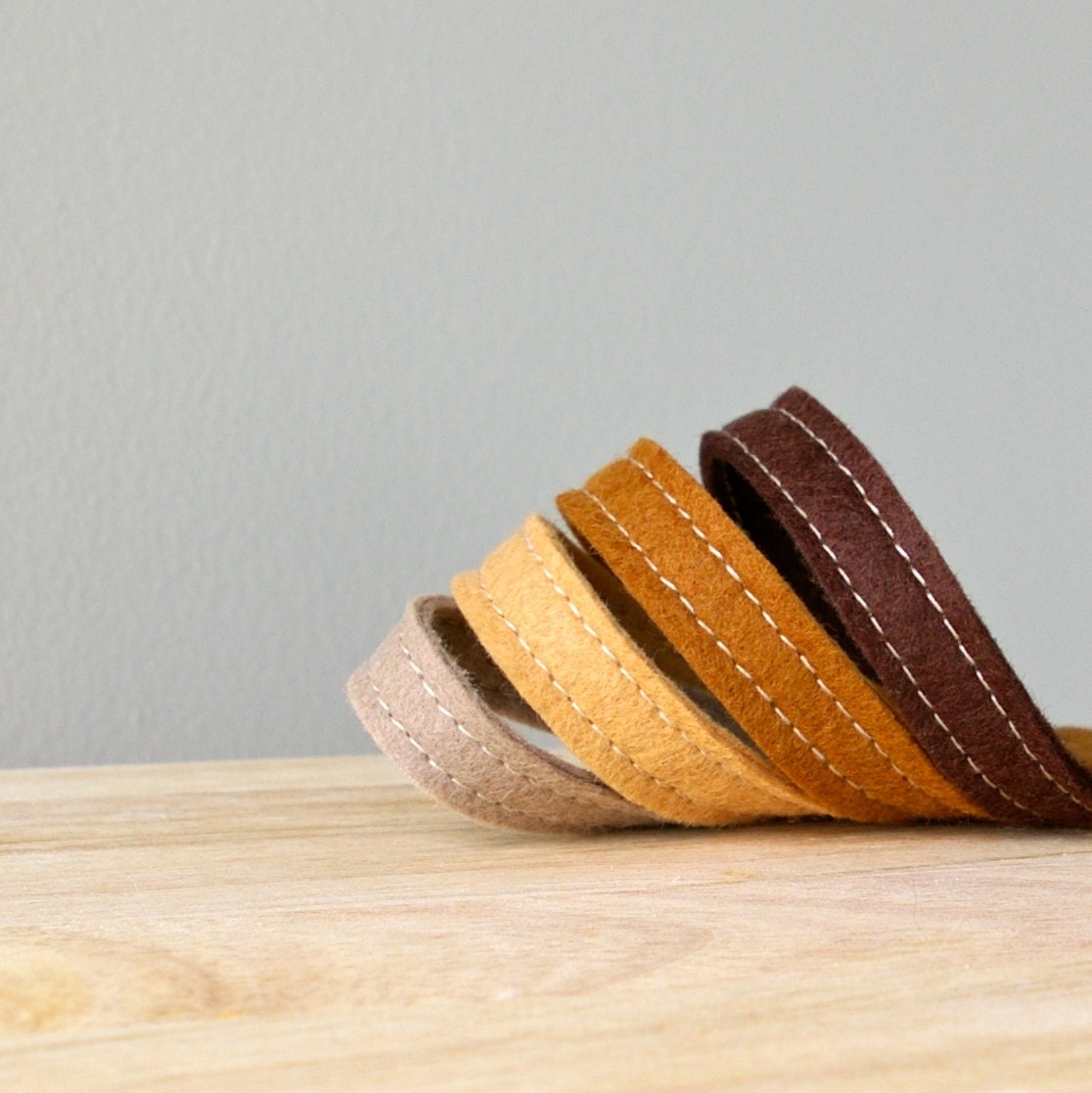 Wool Felt Bracelet Wristband Cuff // Chocolate Peanut Butter // LoftFullOfGoodies