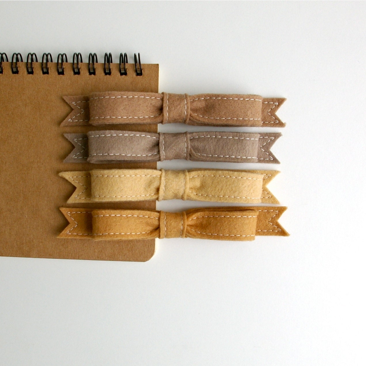 Wool Felt Bow French Barrette // Neutral // LoftFullofGoodies