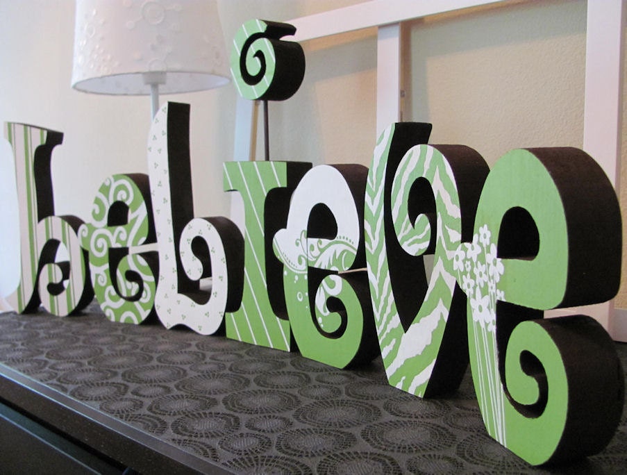 believe hand painted word set