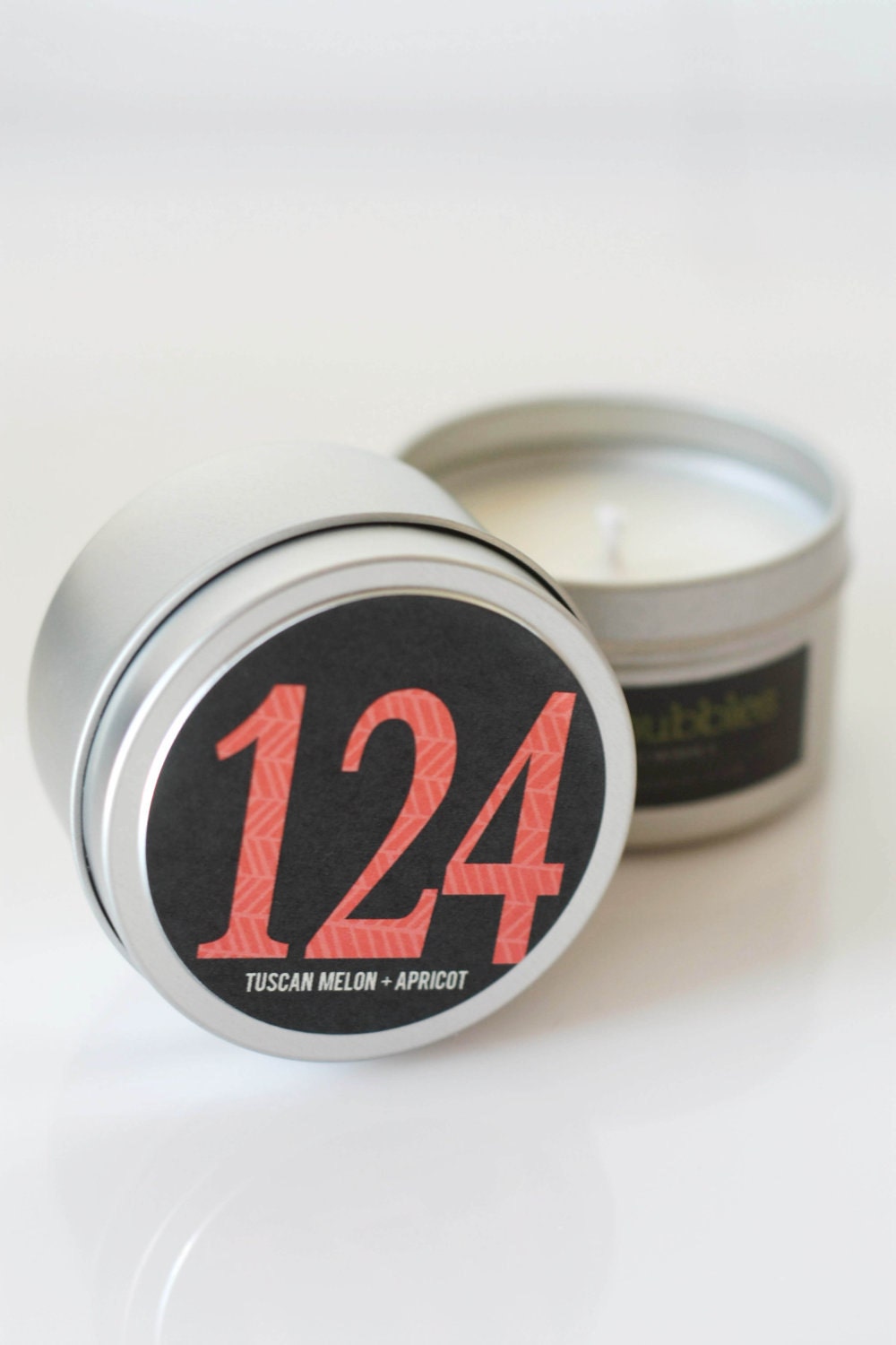 No. 124: TUSCAN MELON and APRICOT // Natural Soy Candle // 6 oz Tin // Highly Scented