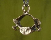 Vertebrae Necklace Bronze Human Vertebra Pendant on 24" Gunmetal Chain - Anatomical Jewelry