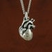 Gothic Heart Necklace Antique Silver Anatomical Heart Pendant on 24" Antique Silver Chain