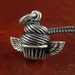 Cupcake Jewelry Antique Silver Cupcake Pendant Necklace on 18" Gunmetal Chain