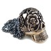 Sugar Skull Necklace Bronze Sugar Skull Pendant on 24" Gunmetal Chain