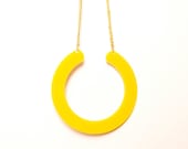 Yellow  U-shaped Acrylic Pendant Necklace