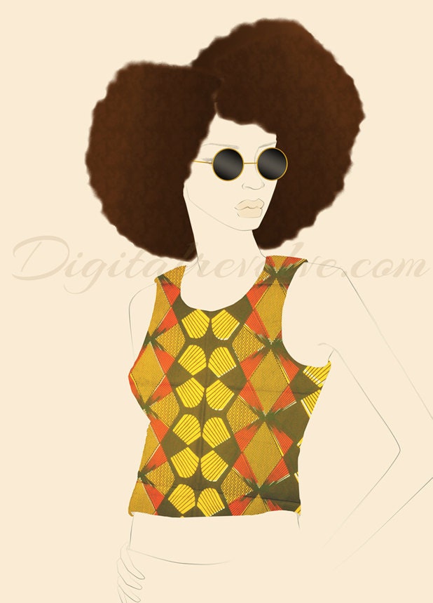 Fashion illustration - Rocking my Afro in my african wax print