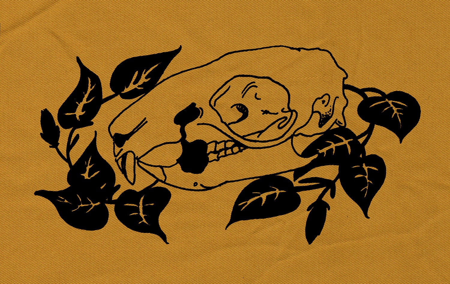Rat Skull and MorningGlory Vine, Mustard Yellow Patch