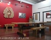 Reclaimed Timber-Frame Trestle Table, Farm Table -- Custom Item