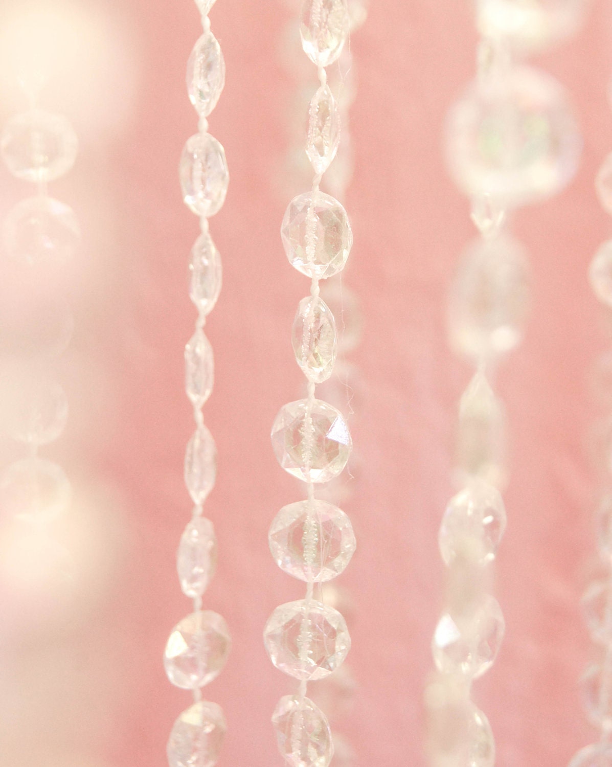 Pink Crystals - Fine Art Photography, Pink Clear Sparkle Home Decor Wall Art - 8x10