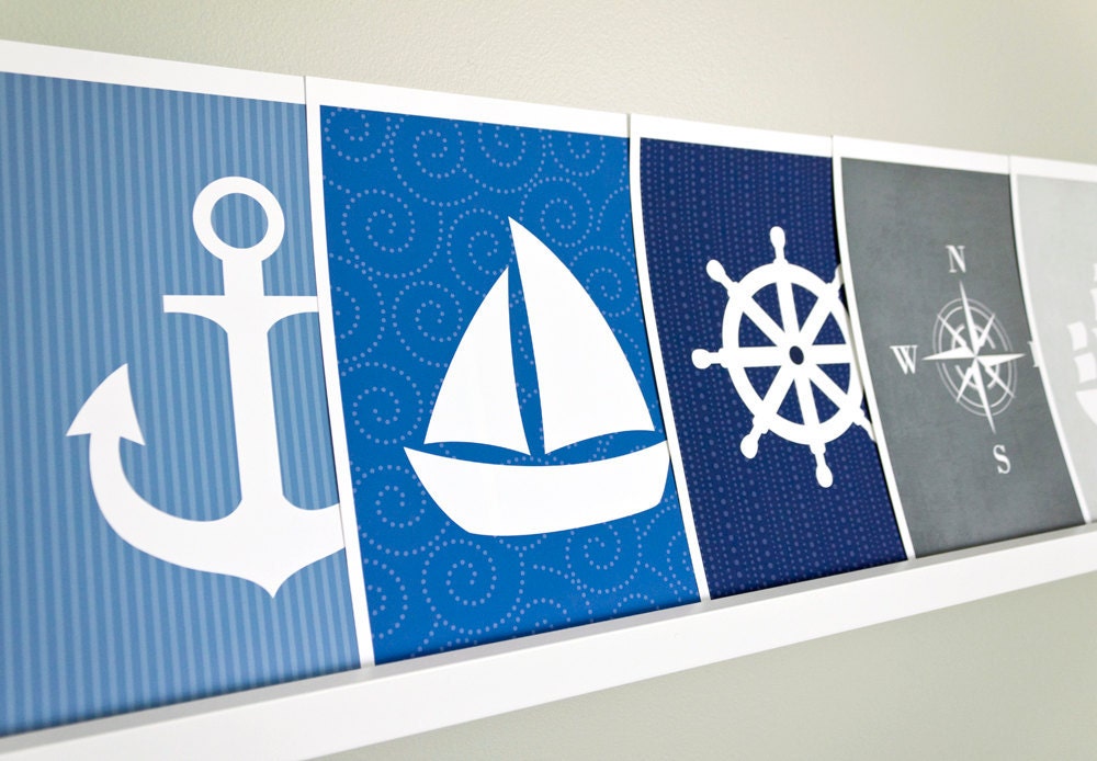 Ship Wheel Art Print / Nautical Set / Choose your Colors and Background / 8x10 / Wall Art Poster