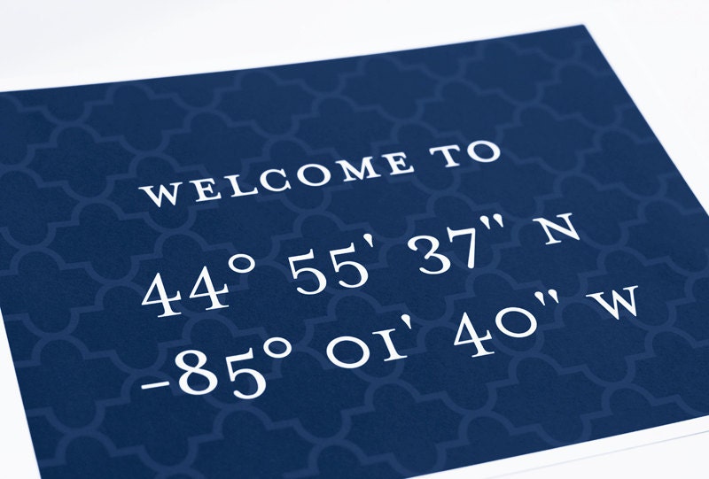 Custom Latitude and Longitude Coordinates Art Print / Typography Digital Print / 8x10 / Choose your Color & Background