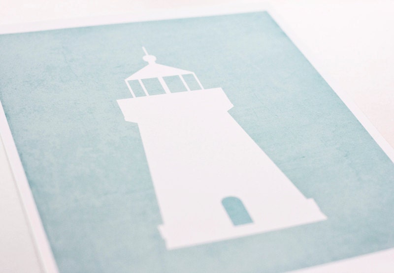 Lighthouse Art Print / Nautical Nursery Wall Art Poster / 8x10 / Choose your background color and pattern