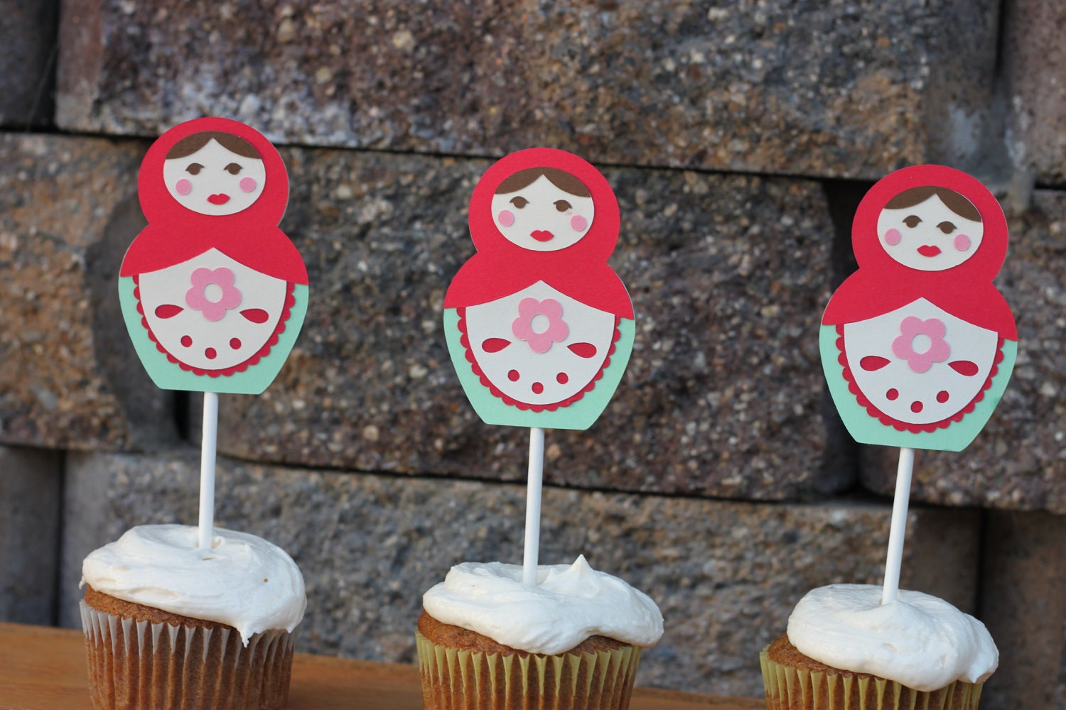 Set of 12 Matryoshka Cupcake Toppers