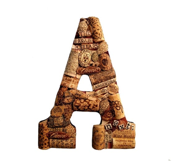 Customized Handmade Vintage Wine Cork Letter - Large Size - We Have EVERY Letter