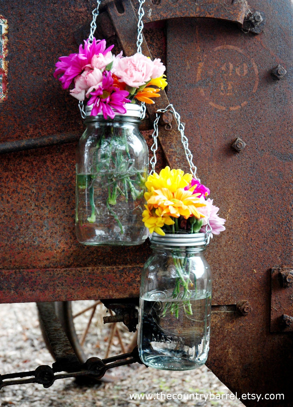 Hanging Mason Jar Luminary Lantern - Set of 10