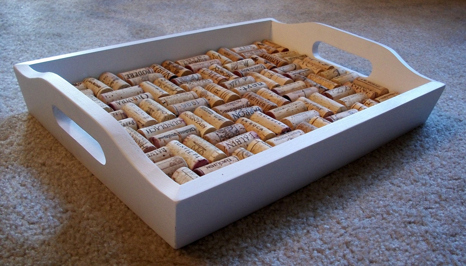 Lovely White Wine Cork Serving Tray 96 DIFFERENT WINERIES REPRESENTED