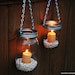 Mason Jar Lanterns Hanging Tea Light Luminaries - Set of 2