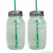 Two Large Mason Jar Tumblers - To-Go Canning Jar Travel Cups - Green Straws