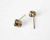 NEW - Tiny Vintage Brass Knot earrings - GOLD FILLED