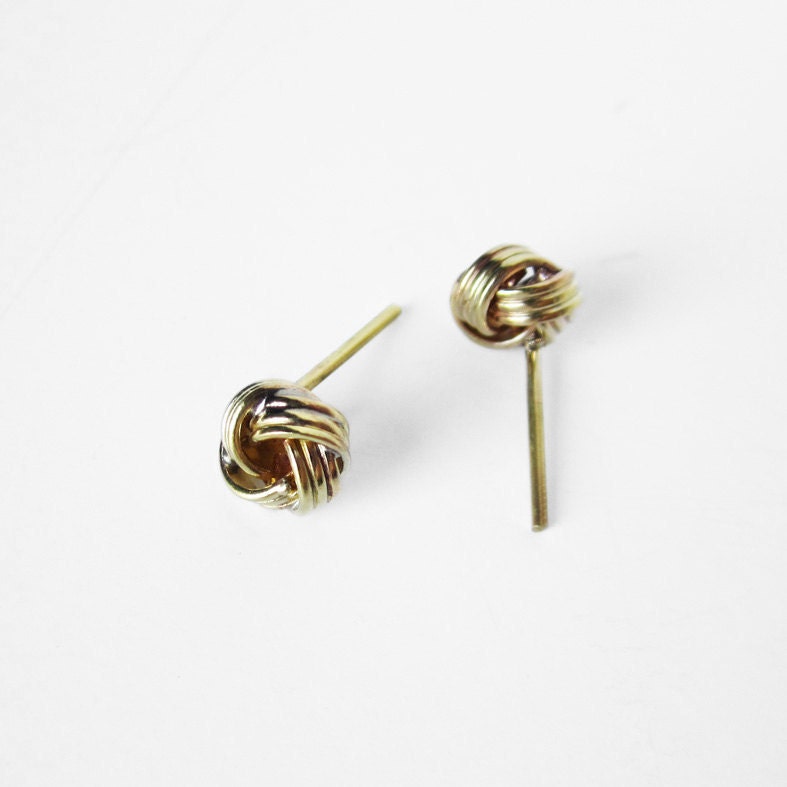 NEW - Tiny Vintage Brass Knot earrings - GOLD FILLED
