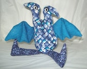 Plush monster ooak double dragon wyvren unique fabric art doll