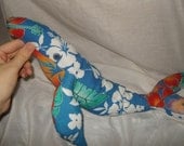 Plush Whale Upcycled Hawaiian shirt re-purposed Humpback floral design ooak art doll