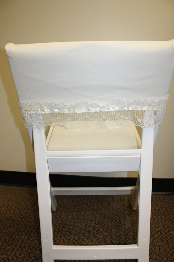 Chair Cover for the Bride, Bridal Shower Decoration, Cream Cotton and Lace