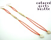 Epic CLEARANCE sale: Peach Drop Earrings with Paper Bead