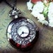 Retro Victorian Black Gunmetal Pocket Watch Necklace