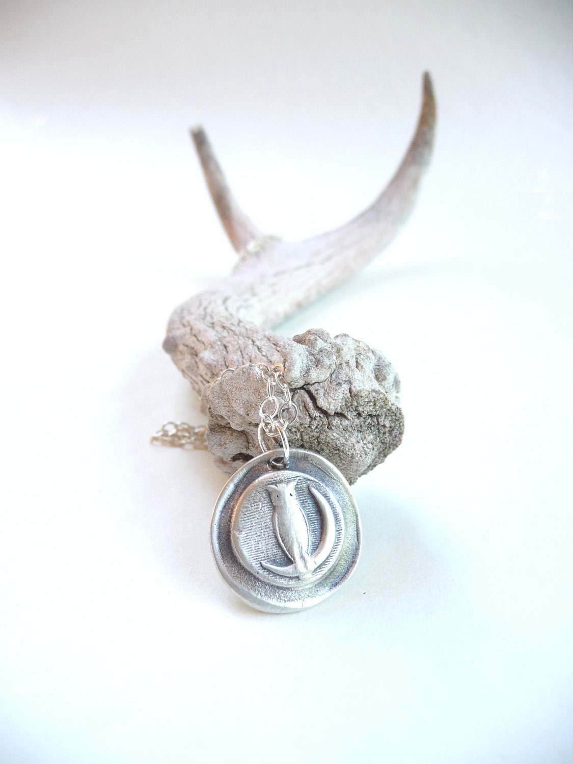 Owl moon wax seal pendant made from recycled silver, custom made to order