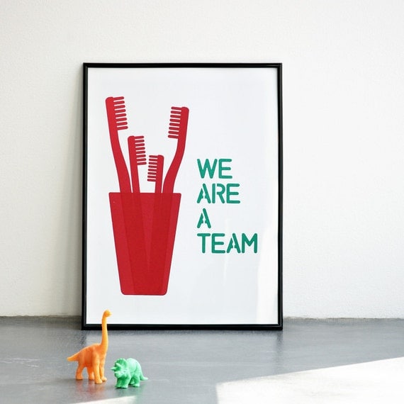 We are a team. Mother's day - Father's day. Red Screenprint 11.8 x 16.5 (A3)