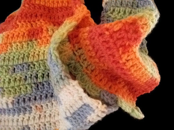 Scarf/Scarflet/Neckwarmer Crocheted in Rainbow Shades