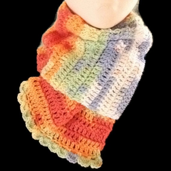 Scarf/Scarflet/Neckwarmer Crocheted in Rainbow Shades