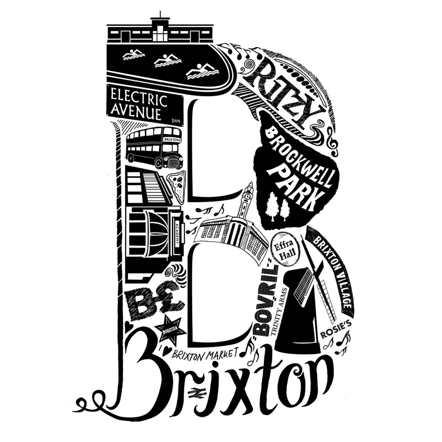 Best of Brixton limited edition screenprint // London Letters series
