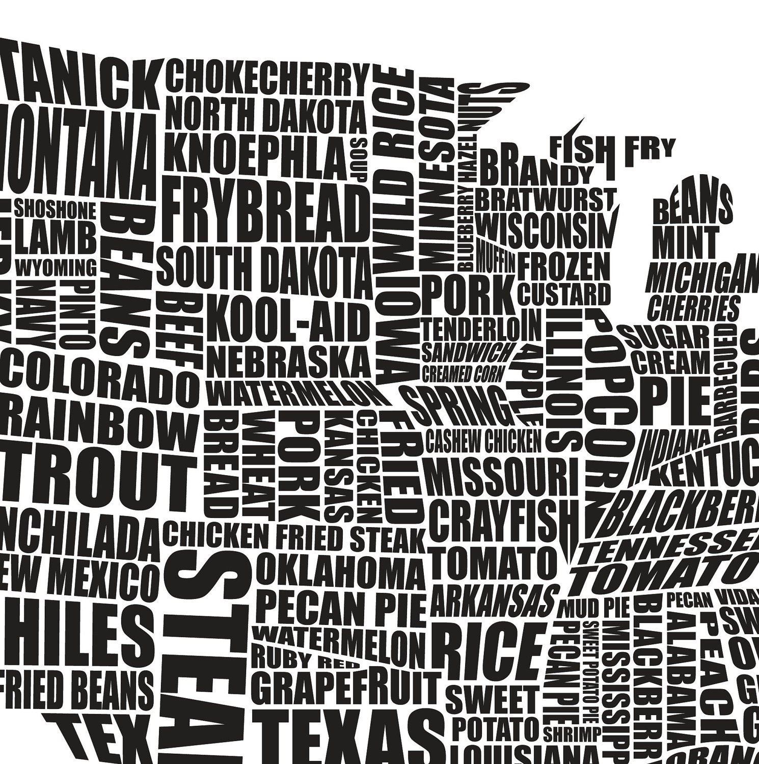 American Gastronomy Map A3 42x30cm
