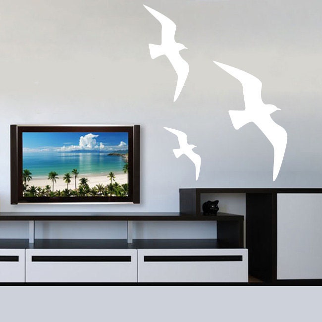 Three Seagulls Wall Decal Sticker Vinyl Art 15"h X 9"w