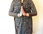 Vintage 70s Leopard Print Asian Zen Silk Tunic Medium M