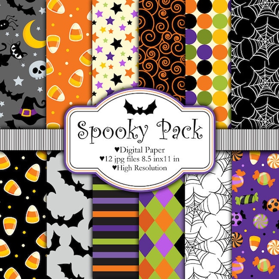 Halloween Digital Paper Set - Spooky Pack - pixelpaperprints