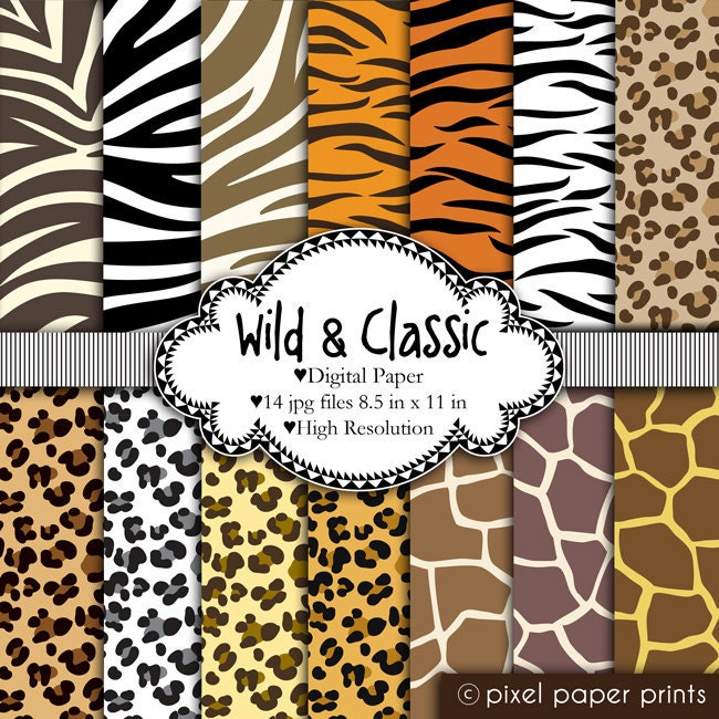 Wild & Classic - Animal prints - Digital paper set