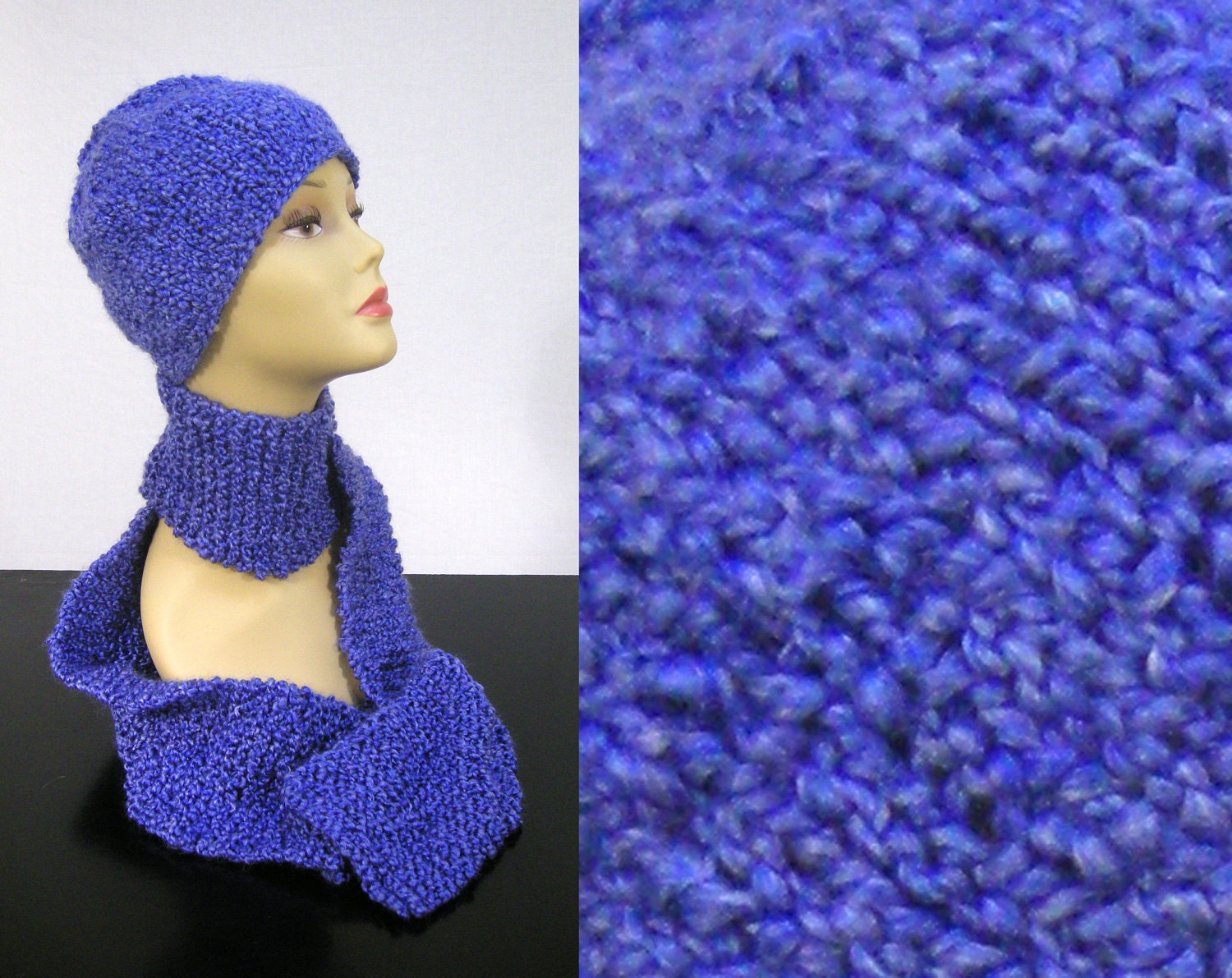 Blue Hat Scarf Matching Set