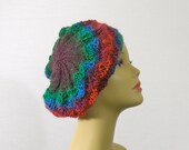 Slouchy Hat in Purple Green Blue Red