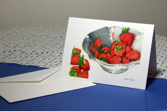 Frameable 5 x 7 Strawberry Print Note Card