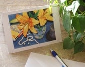 Frameable Note Card Orange Flower Print