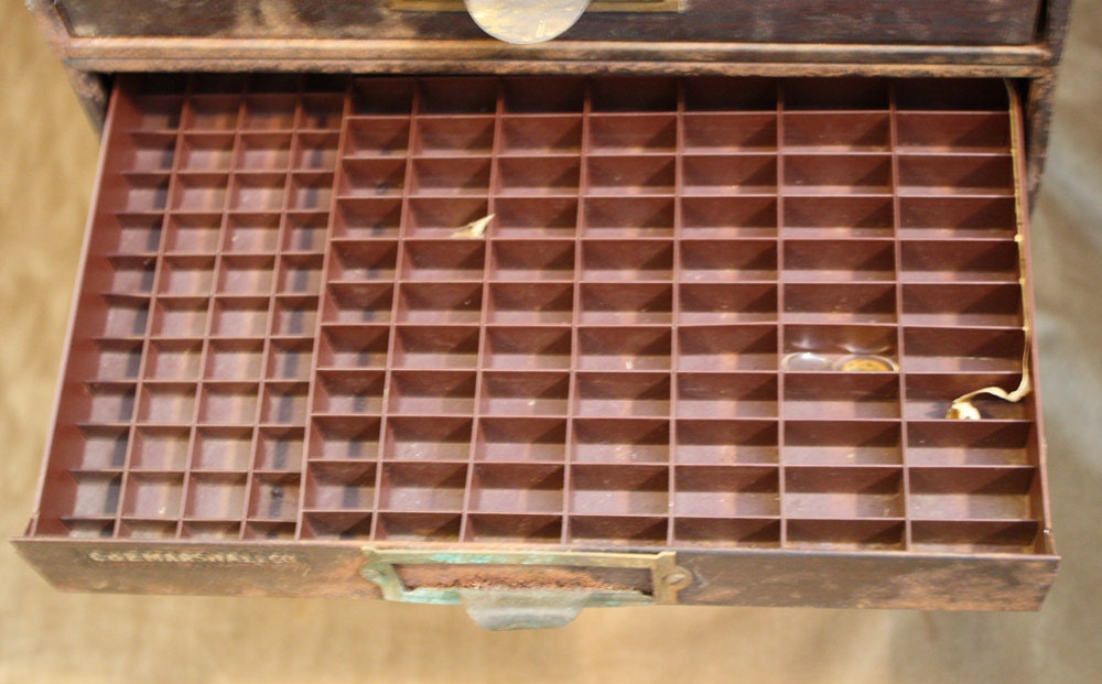 RESERVED Steampunk industrial watchmakers cabinet, probably pre-1930, tons of storage