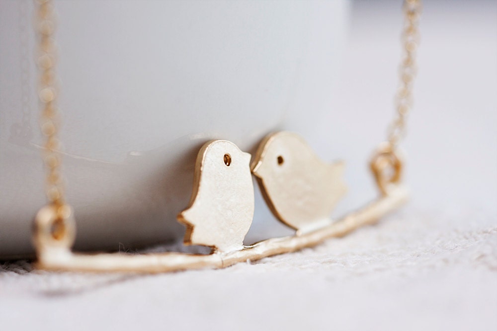 Love Birds Necklace Cute Little Birds on Branch Necklace - N131 - SilentRoses