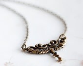 Art Deco Pendant Necklace Vintage Inspired Floral Gothic Necklace Art Nouveau Jewelry - N195