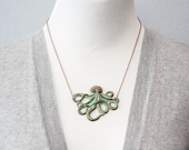 Patina Octopus Necklace Verdigris Octopus Pendant Large Octopus Steampunk Necklace Nautical Jewelry - N208